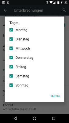 Neu kannst du unter Android 5.0 festlegen, an welchen Tagen und zu welcher Uhrzeit dein Androide nur wichtige Unterbrechungen zulässt.