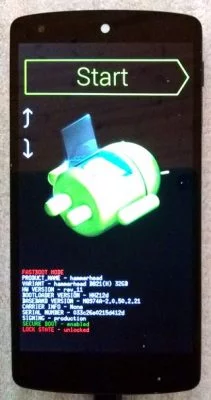So sieht das Nexus 5 im Fastboot-Modus aus.
