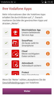 Die Vodafone-Apps nerven auch später noch einmal in der Statusleiste, aber danach ist Schluss mit Stören.