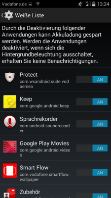 Praktisch: Im Akkusparmodus kann man Apps das Schalten von Benachrichtigungen verbieten.