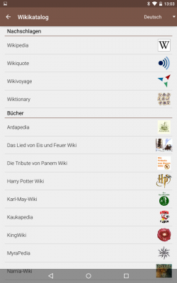 Unter anderem diese Nachschlagewerke bietet die App zur Auswahl an.