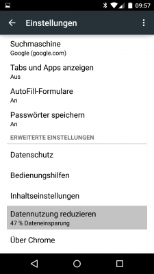 Hier findest du den Eintrag "Datennutzung reduzieren".