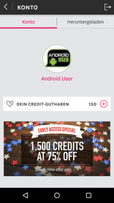 Wenn du dich für den Shop registrierst, gibt es 150 Credits gratis.