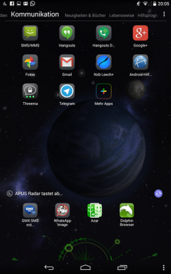 Alle Apps werden von Apus Launcher automatisch in die passenden Kategorien sortiert. Mit der Radarfunktion erhältst du weitere App Vorschläge.