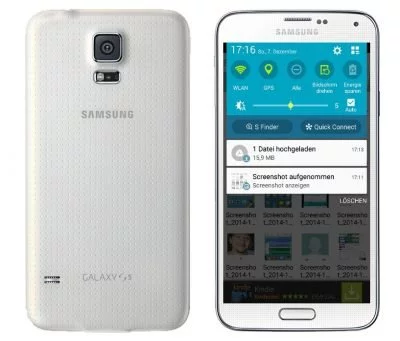 Samsung hat beim Galaxy S5 den FAS im Home-Button untergebracht, weshalb man hier den Finger über den Button streifen muss.