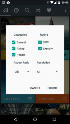 Über die Einstellungen legst du fest, welche Art von Hintergrundbildern dir die App präsentieren soll.
