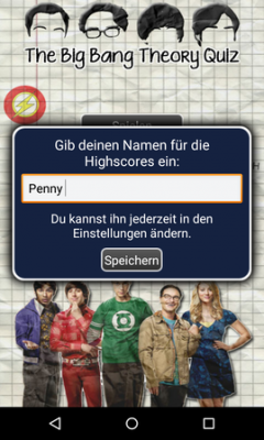 Bevor du das Quiz startest, gibst du einen Namen für die Highscore-Liste ein.