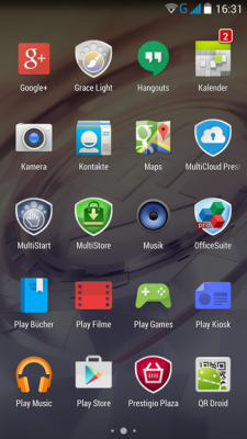 Das Prestigio Grace kommt mit recht vielen vorinstallierten Apps.