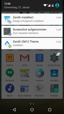 Die Installierten Themes lassen sich per Fingertip auf das Designs-App-Icon öffnen.