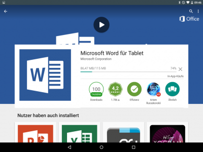 Word & Co funktionieren offiziell nur auf KitKat-Tablets, aber auch auf unserem Nexus 9 mit Lollipop gab es keine Probleme.