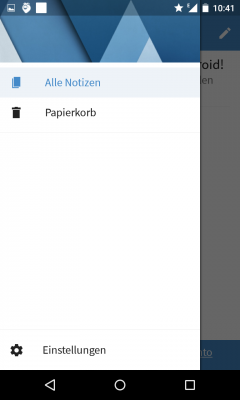 Im App-Menü findest du deine Notizen, den Papierkorb sowie die App-Einstellungen. 