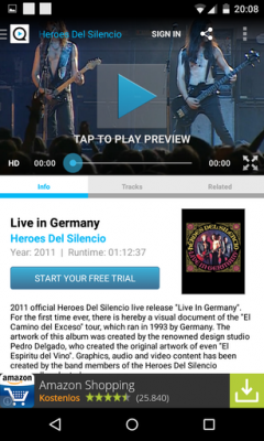 Wenn du dir ein Konzert ausgewählt hast, startest du über den  Play Button die Aufnahme.