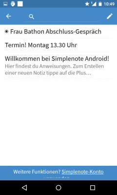 Durch einen Klick auf den Stift fügst du neue Notizen hinzu. 