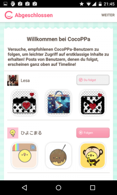 Nach deiner Anmeldung folgst du den anderen Usern.