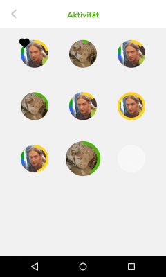 In den Aktivitäten siehst du die vergangenen Voice-Messages. Favoriten-Messages sind mit einem Herzchen markiert. 