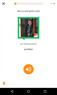  Bei, dank Spracherkennung, richtiger Aussprache des Wortes leuchtet das Bild grün auf. 