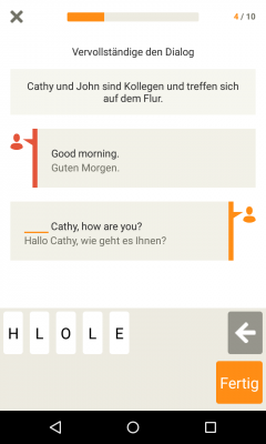 Du vervollständigst Dialoge zweier fiktiver Charaktere. 