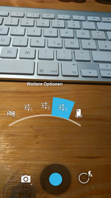 Die Bedienung der Kamera-App könnte intuitiver sein, denn wer kann sich schon merken, was hinter Regler1, Regler2 und Regler3 zu finden ist...