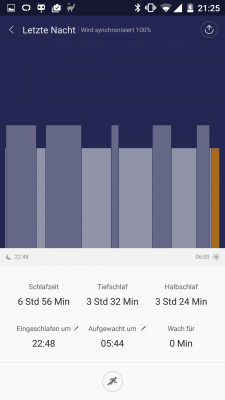 Die Mi Band Schlafauswertung unterscheidet zwischen Tief- und Halbschlaf.