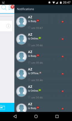 In deinen Benachrichtigungen bekommst du in Echtzeit angezeigt, ob ein Kontakt derzeit erreichbar ist.