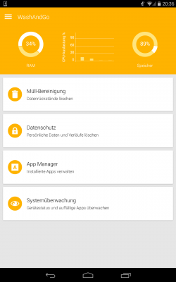 Auf der Startseite wählst du aus, was bereinigt werden soll.
