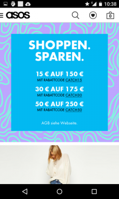 Auf der Startseite der App findest du diverse Rabatt-Codes.