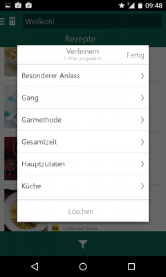 Mithilfe des Filters verfeinerst du die Rezeptsuche. 