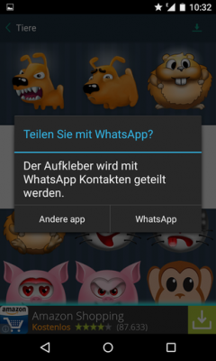 Du wählst dir einen Kontakt aus und sendest ihm das Bild per WhatsApp oder mit anderen Apps zu.
