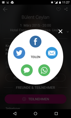 Die Veranstaltungen kannst du mit deinen Messenger-Diensten teilen. 