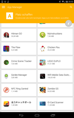 Im App-Manager löscht du alle Apps, oder entfernst sie einzeln von deinem Gerät.