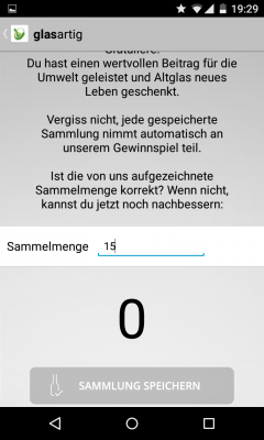 Die Anzahl der eingeworfenen Flaschen kann manuell nachgebessert werden.