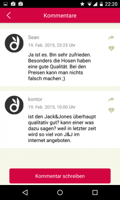 Andere Bunnys haben teilweise Kommentare zu den Produkten hinterlassen. 