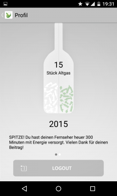 Die App zeigt dir an, wieviele Flaschen du über das Jahr entsorgt hast.