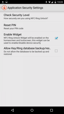Die Option Other Settings. Hier trägst du die Pin ein und aktivierst das Widget.