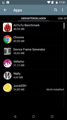 Apps, die nicht vom Eigentümer installiert wurden, erscheinen in der Liste der Apps als "Nicht installiert".