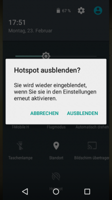 Zusätzlich zu den Quick Settings hinzugefügte Kacheln lassen sich unter Android 5.1 entfernen.