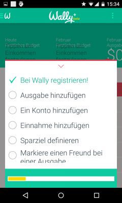 Nach der Registration legst du Konten an und fügst Einnahmen und Ausgaben hinzu.