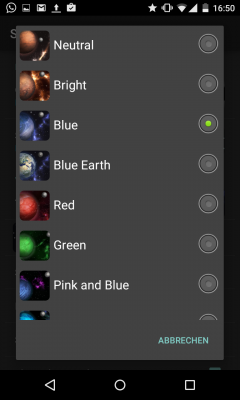 Viele verschiedenfarbige Themes stehen für dein persönliches Universum bereit. 