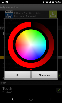 Über den Regler wählst du die Farbe der Herzen und der Touch-Funktion aus.