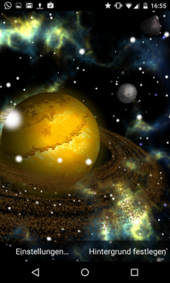 Ein goldener Planet mit Asteroiden-Gürtel.