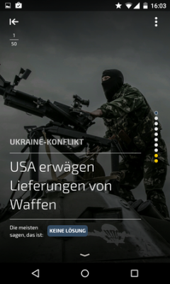 Die Punktleiste am rechten Bildschirmrand zeigt, an in welchem Teil der Story du dich befindest.