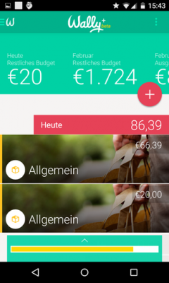 Mit einem Klick auf Home siehst du deine gesamten Ausgaben des aktuellen Tages.