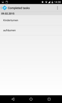 Alle erledigten Aufgaben findest du im Menü unter “Completed Tasks”