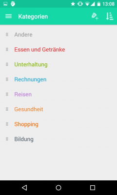 Diverse Kategorien sind schon voreingestellt.