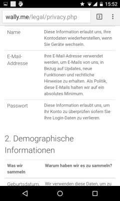 Wally+ beta möchte sehr viele Daten von dir haben.