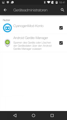 Die Custom-ROM CyanogenMod verfügt sogar über einen eigenen Geräteadminstrator-Account.