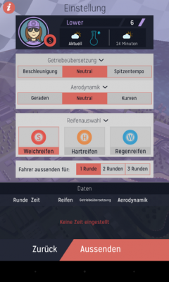 Du hast die Möglichkeit die Autos deiner Fahrer unterschiedlich einzustellen.