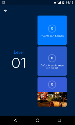 Level 1 beginnt mit Früchten mit Kernen.