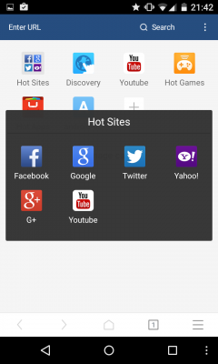 Vielgenutzte Seiten sind unter Hot Sites angezeigt.