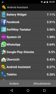 Die Akku-Nutzung zeigt dir genau welche App am meisten Saft zieht.